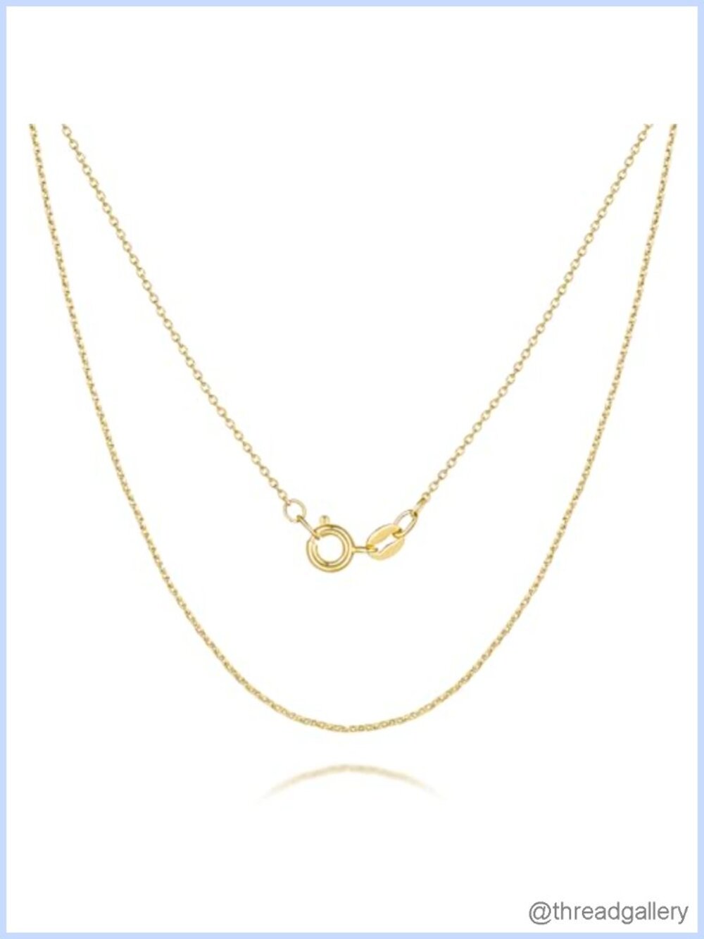 14K Gold Plated Cable Chain Necklace 18 Inch Lobster Clasp